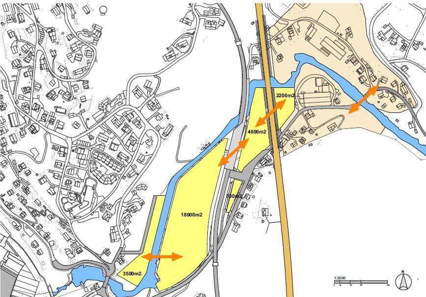 500 m 2 VC 15: Tilgjengeleg byggbart sentrumsareal sør for ny jernbanestasjon: ca. 28.