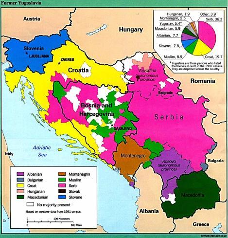 & Hercegovina 54% bosniere, 32% serbere, 11% kroater Kosovo 94% albanere Kroatia 90% kroater, 5% serbere, 2% bosniere
