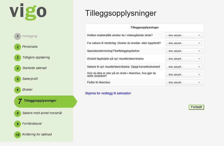 - Jeg/rådgiver fyller ut «skjema for vedlegg til søknaden» - Dette gjelder elever med IOP, hvor