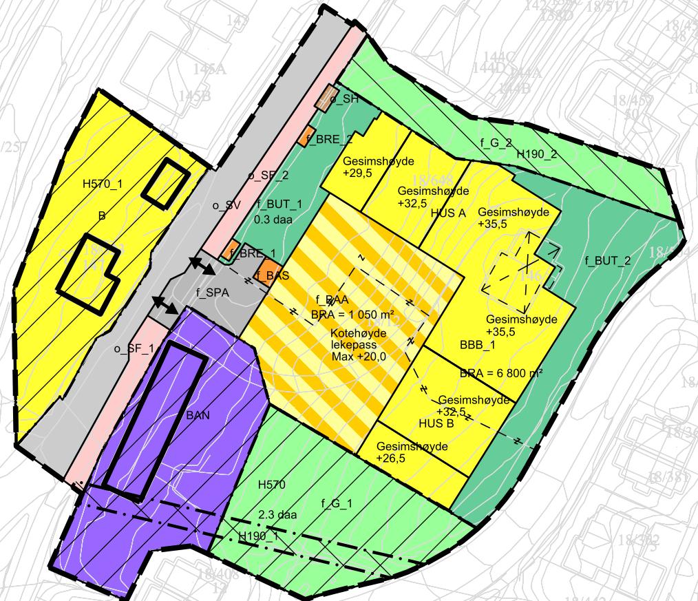 02 Planfakta Formål: Boliger i blokk Antall boenheter: 65 Arealets størrelse: 7 544 m² BRA: 7 850 m² Forslag til plankart 03 Beskrivelse av planprosessen Planprosessens spesielle sider Oppstartsmøte