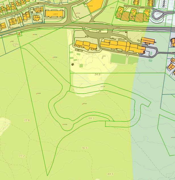Hele planområdet omfattes av gul flystøysone Kulturminner Grunnforhold Det er ikke registrert kulturminner innenfor planområdet. Terrenget er skrånende mot nord.