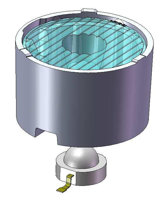 at only 2 orientations: 0 degrees and 180 degrees. The bottom of this HRF lens holder has a round shape to control lens position.