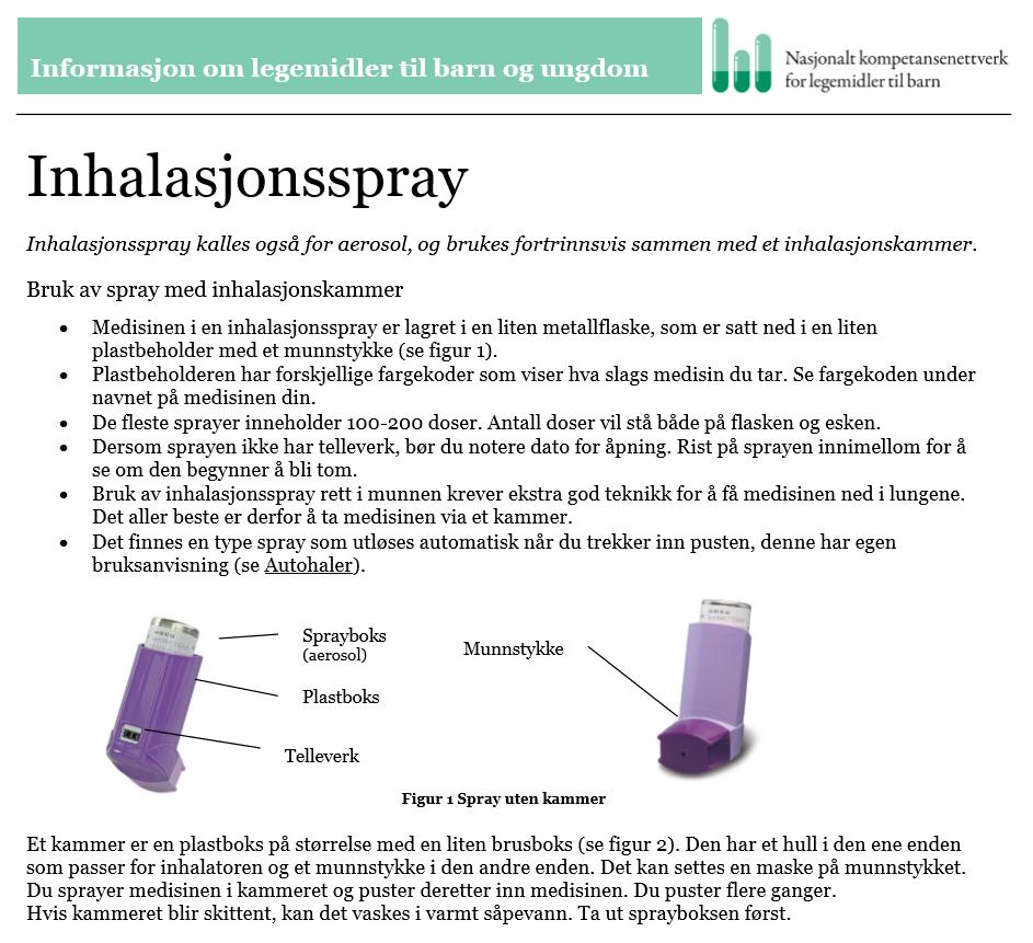 Inhalasjonslegemidler og -metoder Informasjonsmateriell: