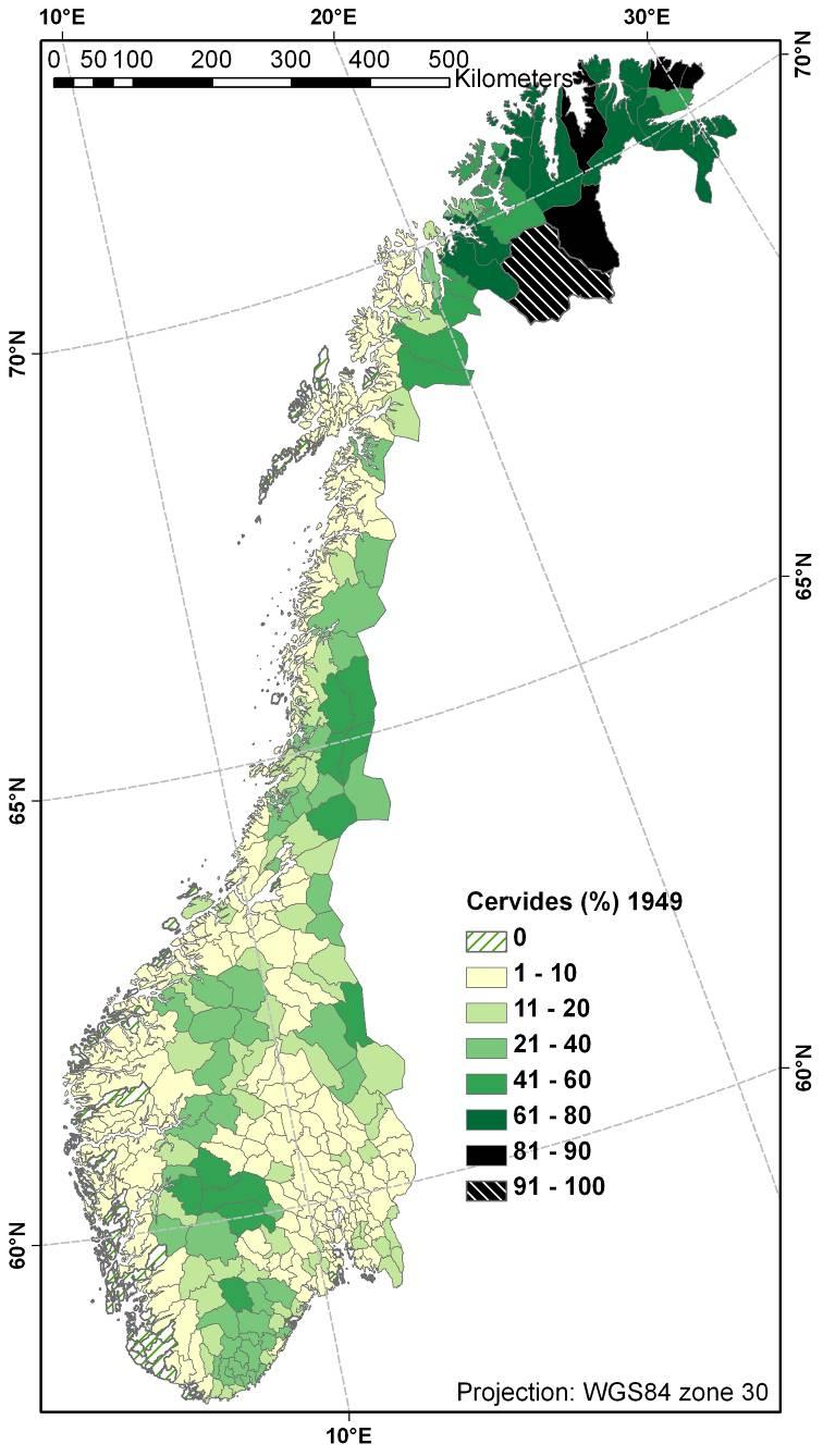 Percent cervides in