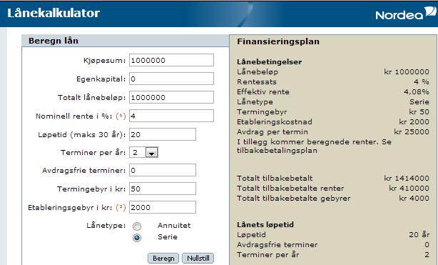 Totalt tilbakebetalt kr 1 414 000 Totalt betalte renter kr 410 000 Totalt betalte gebyrer kr 4