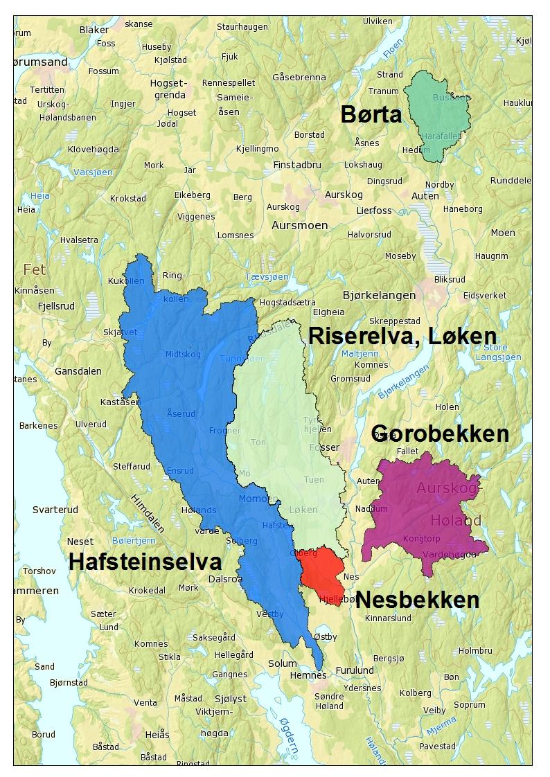 1. Beskrivelse av områdene Undersøkelsen ble foretatt ved 5 lokaliter i den øvre delen av Haldenvassdraget.