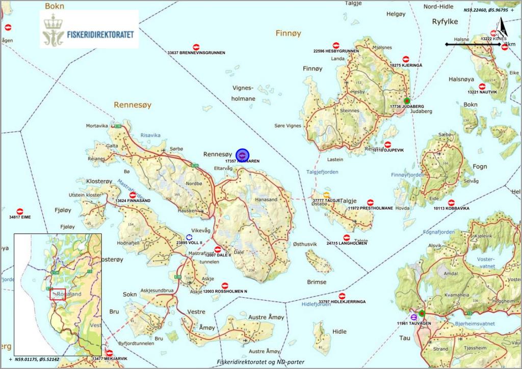 2 Materiale og metode 12.1 Område og prøvestasjoner Lokaliteten ligger i Talgjefjorden på nordsiden av Rennesøy i Rennesøy kommune, i Rogaland fylke (figur 2.1.1).