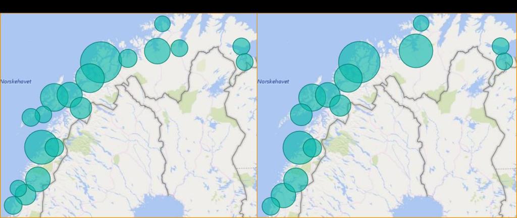 Figur 5 Tjenestesteder for førerprøver klasse B i Nordland, Troms og Finnmark 3.