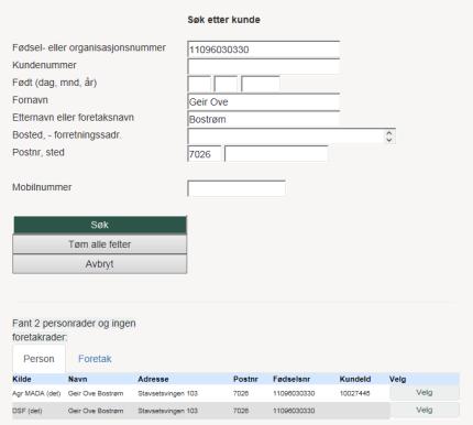 Søk DSF Masterdata konsept - Kundesøkbilde UBW Masterdata Infotorg Masterdata WebServices