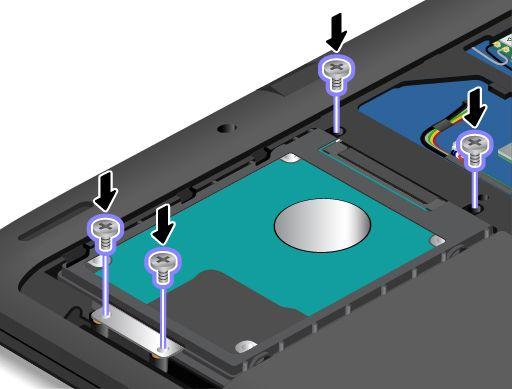 8. Sett inn skruene for å feste harddiskstasjonen, hybriddisken eller Solid