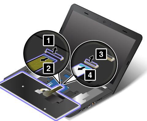 7. Vri tastaturet litt oppover 1 til du kan se kontaktene på undersiden av tastaturet. Snu deretter tastaturet som vist 2. 8.