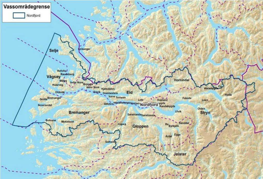 2.1 Vassområdet vårt Nordfjord vassområde omfattar kommunane nedanfor. Fem av kommunane er omfatta av kommunesamanslåing frå og med 01.01.2020, som følgje av kommunereforma.