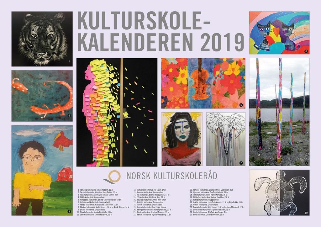 Kulturskolekalenderen Norsk kulturskoleråd utgir årlig en kalender fylt med vakre