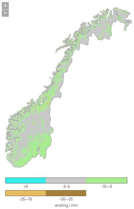 Markvannsunderskudd 2071-2100 Middels utsl. (RCP4.5) Norsk klimaservicesenter Høyt utsl. (RCP8.