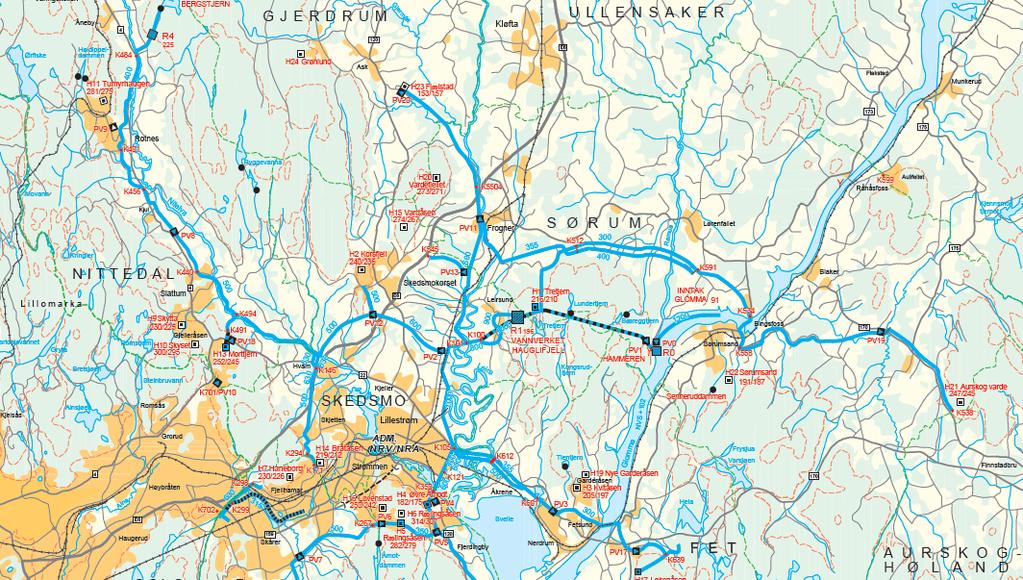 Nedre Romerike Vannverk IKS Engrosleveranse av vann til tyngdepunktene i eierkommunene Rundt 112 km ledninger 65 % stål/jern, 20 % PE, 15 % betong