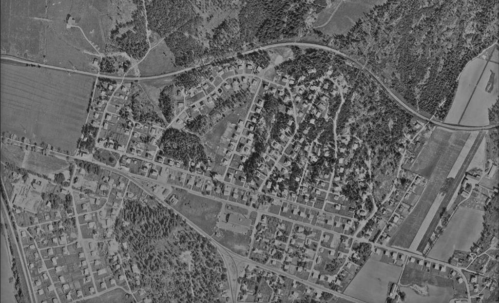 Figur 9-6: KM 2 Bebyggelse Borgen-Dondern, sett fra luften i 1963 (kilde: Norge i Bilder).