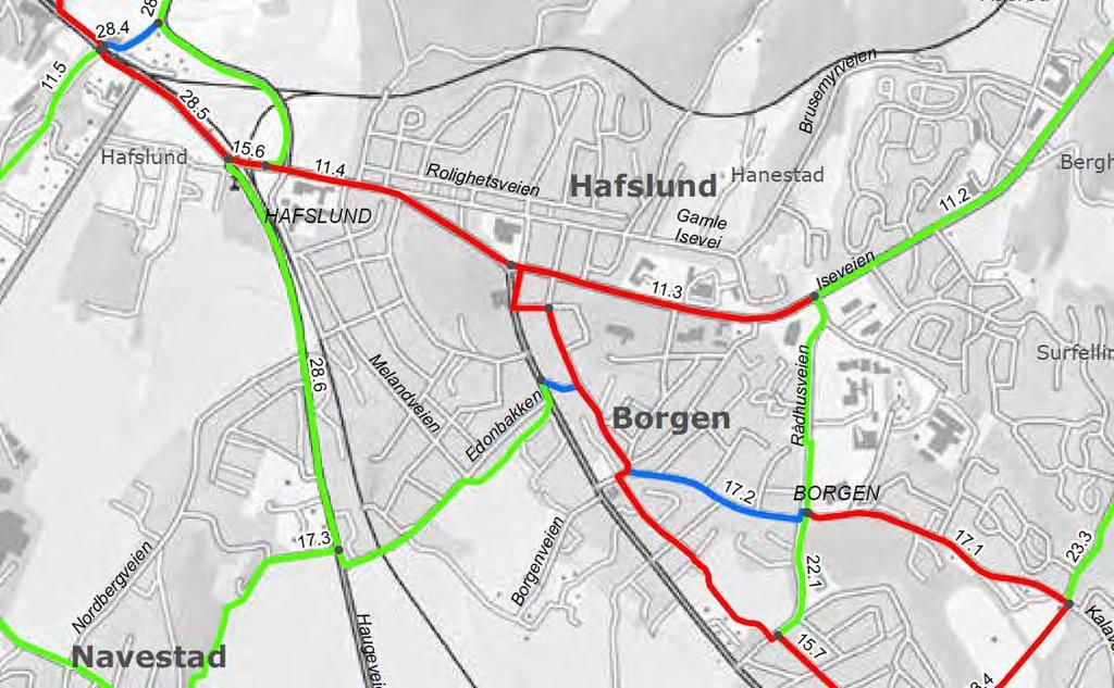 Figur 2-2: Kartet viser hovedsykkelruter i tilknytning til planområdet (kilde: Hovedsykkelveier i Fredrikstad og Sarpsborg). 2.4 