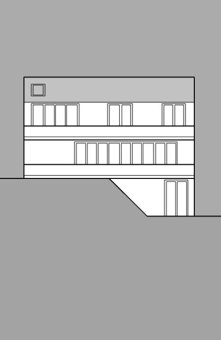 3D MODELL AV BYGGERI PROTOTYPE BOLIG GRUAÅSEN OPPRISS MOT INNGANG SIDEOPPRISS PLAN 1 3D