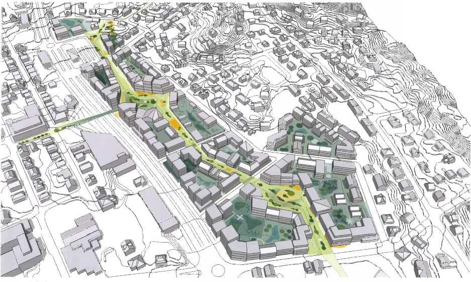 FLOTMYR - VURDERING AV GRUNNLAG FOR MILJØTILTAK 5/19 4 Beskrivelse av planlagt bebyggelse i Flotmyrområdet Planer for prosjektet per oktober 2013, er beskrevet i detalj i prosjektets utomhusplan og