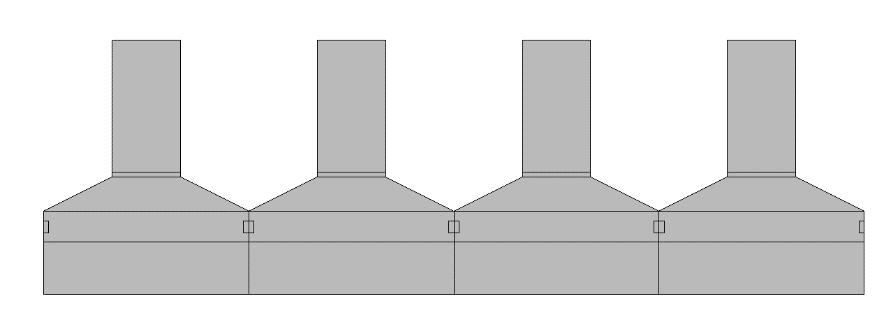 Figur 4 Foto lamelldam Figur 3 Snitt og plan av lamelldam Bruddkonsekvensklasse: 2 Byggeår: 1948 Damhøyde (største) 8 m Damlengde: 50 m Seksjonslengder 6 m Vannstander Flomberegninger er utført i