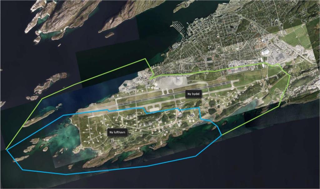 Høsten 2018 var det oppstart på planprosessen for kommunedelplan for ny bydel (figur 1, grønn avgrensning). Statens vegvesen er i oppstartsfase for detaljregulering av adkomstløsning til ny lufthavn.