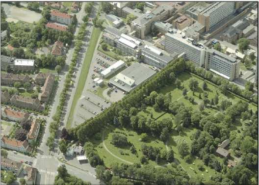 Figur 3.2 Flyfoto, planområdet sett fra øst Planområdet ligger i umiddelbar tilknytning til Oslo universitetssykehus Ullevål i vest.
