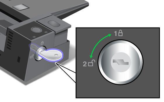 Sikkerhetsfunksjoner Systemlåsnøkkelen kan stå i to posisjoner, som vist på tegningen.