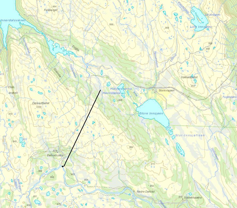 Figur 2.2. Kart over Inna og Storinnsjøen.