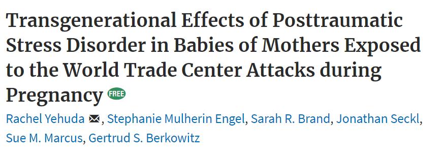 Gravide som utviklet PTSD: lav cortisol hos både mor og barn Eksponering i 3 trimester verst Normalt hos barn av mødre som