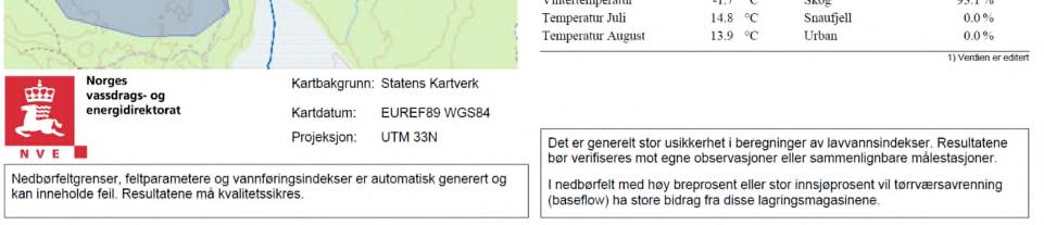 0,3 km 2 (se Figur 2), men ved detaljerte arealberegninger får en at feltarealet er 0,26 km 2 (se Figur 1). Høyden i nedbørfeltet fordeler seg mellom 200 og 229 moh.