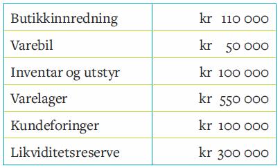 a) Njål og Jarle har budsjettert med en likviditetsreserve på kr 300 000 til utgifter i oppstartsfasen. Hva slags utgifter kan dette være?