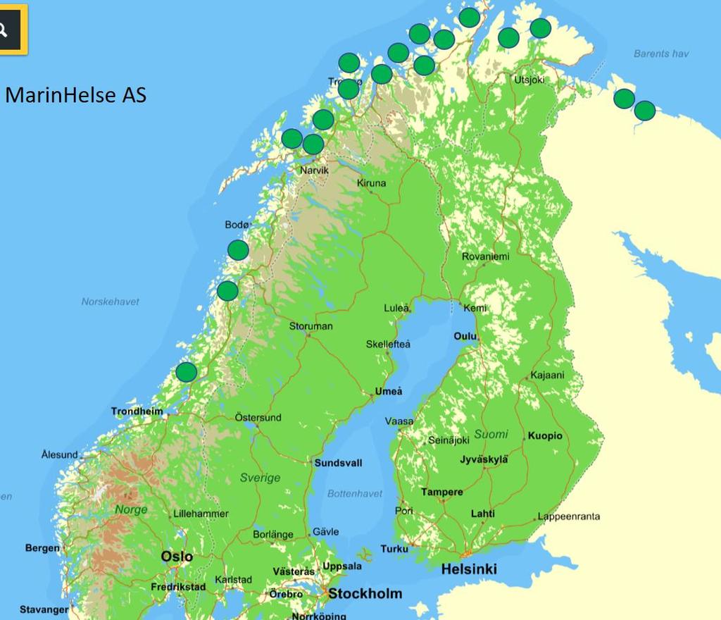 MarinHelse AS 20 ansatte 10 veterinærer 6 Fiskehelsebiologer 1