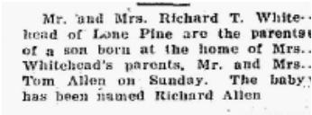 Whitehead Richard Allen Richard T 17 Feb 1931 pg 5 Wickes daughter T A 9 Mar 1931 pg 3