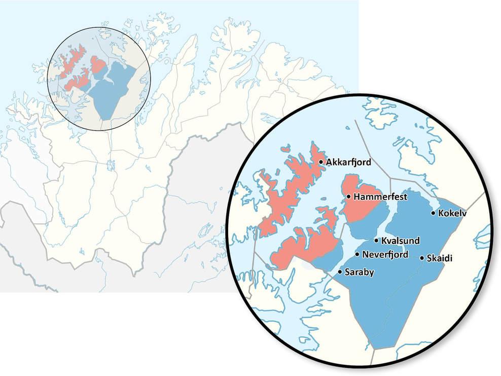 Hammerfest By og kommune i Vest- Finnmark. Ca. 10 000 innbyggere.
