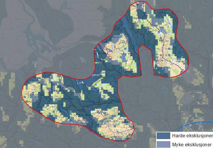 Den vestre delen av analyseområdet fra Tinnsjå mot Seljord har Figur 1: Kart over analyseområde 5. Bakgrunnskart: Kartverket. mange og varierte landformer med større sammenhengende skogområder.