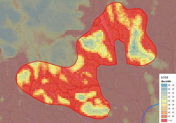 Teknisk-økonomisk analyse ANALYSER GJORT AV NVE Nettkapasitet Område 5 er plassert i lysegrønn nettkategori, på nivå med blant andre områdene i Hordaland og Hallingdal.