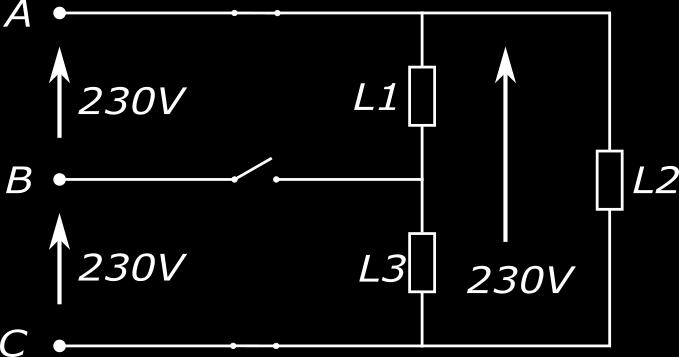 Det kan oppstå spenningsproblemer dersom bare én fase kobles ut til en D-koblet last. I Figur 1 er det vist en D-koblet last hvor én fase er koblet ut.