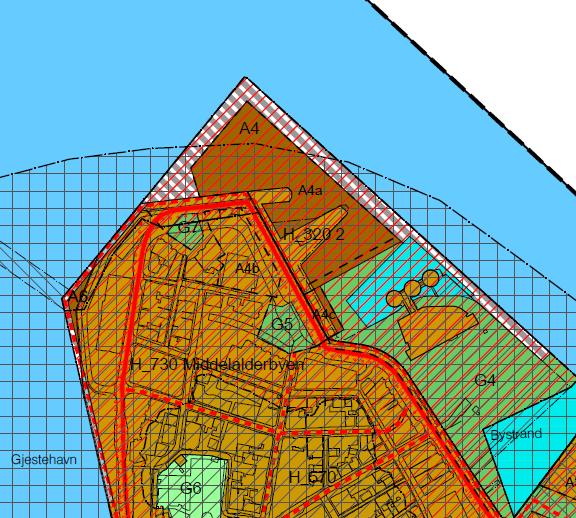 46 Figur 33: Utsnitt plankart For å sikre et sammenhengende offentlig byrom (G4) i tilknytning til oljemuseet viser plankartet sammenhengende grønnstruktur fra Jorenholmen til Oljemuseet.
