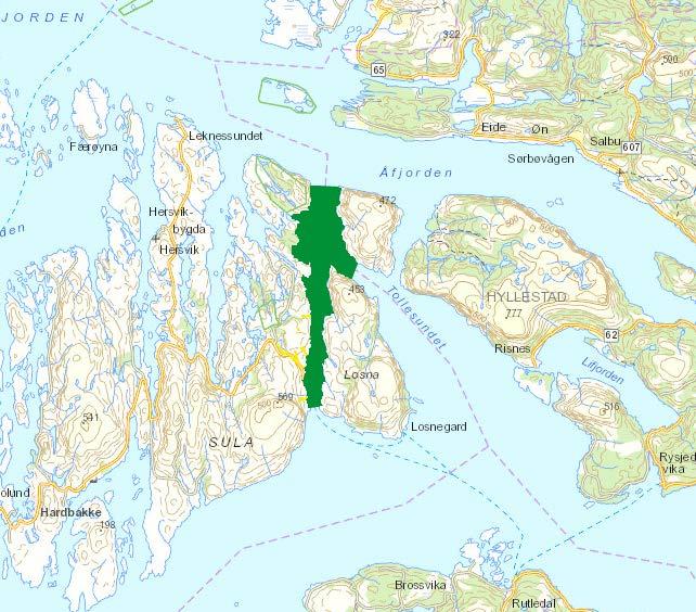 OMRÅDEBESKRIVELSE Losna er en øy i Solund kommune som ligger nord for munningen til Sognefjorden.