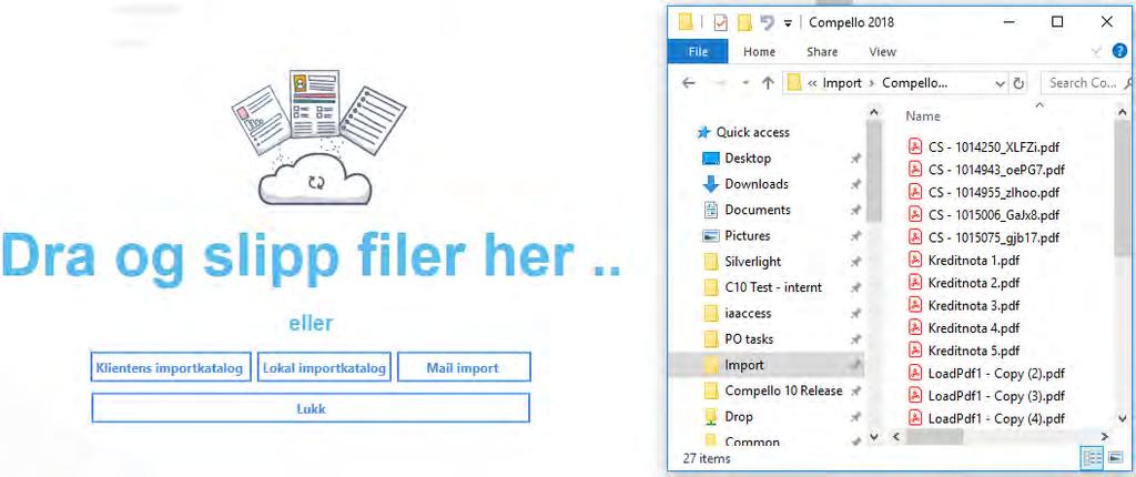 Importere filer Alle metoder for å få inn filer til Dokument Import ligger nå under dette ikonet.