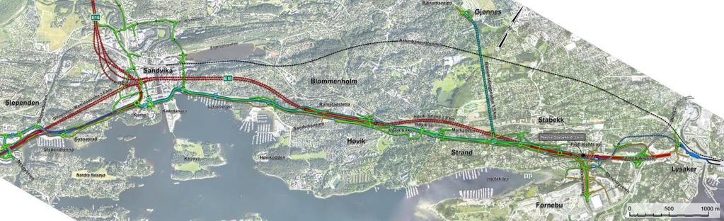 Videre må trafikk fra Bærumsdiagonalen og lokaltrafikk på samleveien som skal til Ring 3 kjøre via veisystemet på Fornebu.