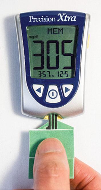 Papirbasert sensor for måling av blodsukker Papirbasert elektrokjemisk sensor Måler