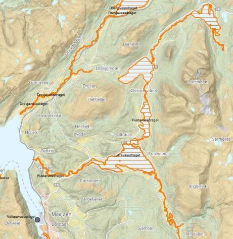 Kontroll av laksen som søkte opp i fisketrappa viste ingen innslag av rømt oppdrettslaks (T. Bjørnå, MON, pers. medd.). Figur 16 Fustavassdraget.