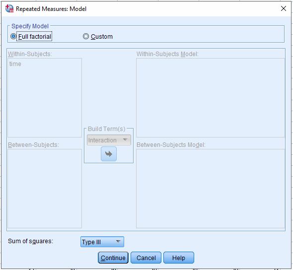 ANOVA - ANALYSIS OF VARIANCE (REPEATED MEASURES) Repeated Measures: Model