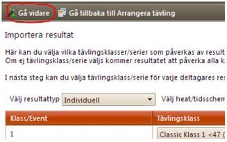 Om du i stedet for individuelle resultater velger lagresultater, så kommer du til å få opp en litt annerledes visning. Forskjellen er at du har får angi hvilken type lagresultat som du skal laste opp.