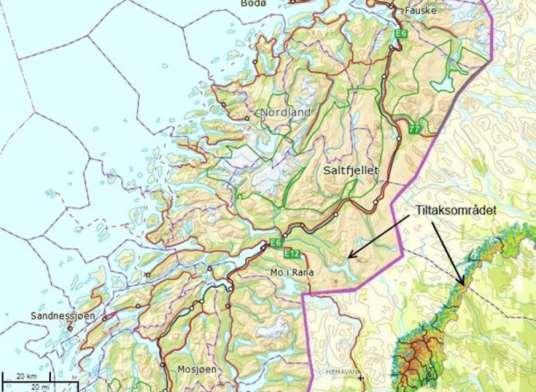 Vedlegg 8: Heinbergåga kraftverk Bakgrunn Statskog SF søker om konsesjon for bygging av Heinbergåga kraftverk ca. 30 km i luftlinje fra Mo i Rana i Rana kommune. Kraftverket vil produsere ca.