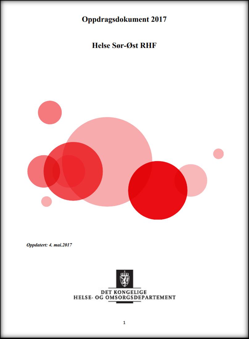 Oppdragsdokumentet til RHFene Stiller Stortingets bevilgning til disposisjon Angir mål og oppgaver som stilles i
