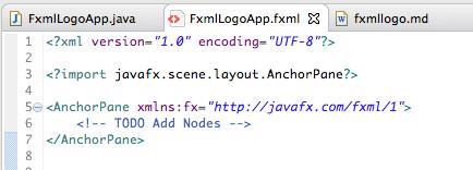 med, så trenger vi Rediger teksten slik at den blir som følger: ``` FXML-editoren har samme type kode-komplettering som Java-editoren.
