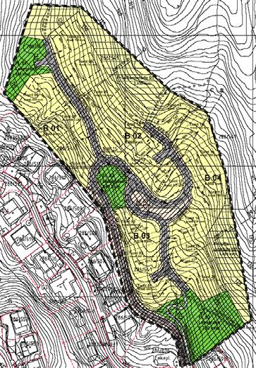 W N E Friluftsområder LNF S B11 B12 Planområdet B13 Byggeområder Figur 2. Planområdet i gjeldende kommuneplan. Figur 3. Foreslått reguleringsplan. Planforslaget inkluderer ikke nordlige deler av B11.