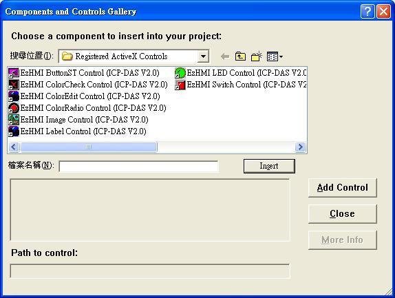 Contros Gallery 對話框我們選擇 LED 再按 Insert 及選擇 Switch